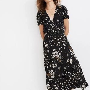 Madewell Puff Sleeve Wrap Midi in Polka Daisies